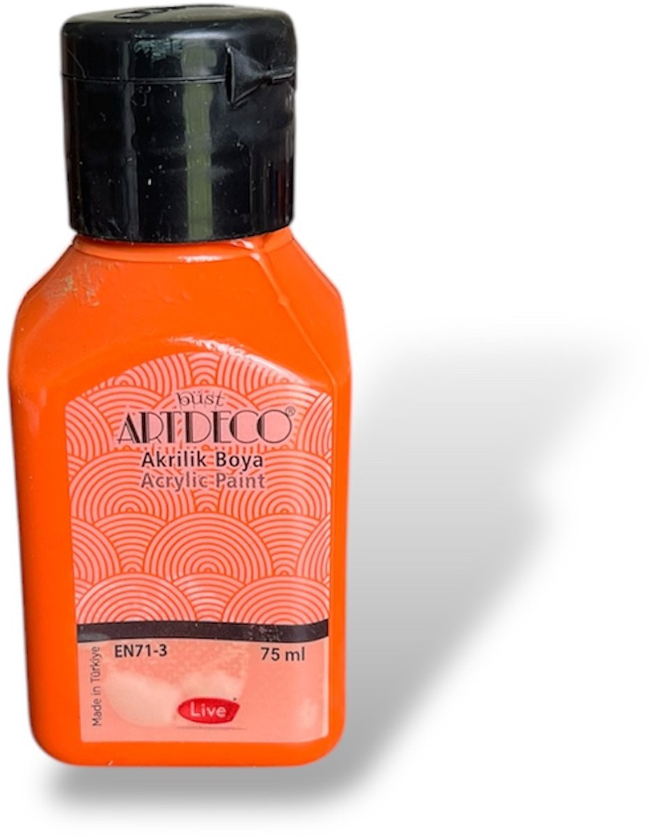 Hoogwaardige Acrylverf 75ml - Hoge Pigmentatie voor Kunstenaars - voor creatieve projecten , Glasverf, houtverf, keramiekverf, DIY Projecten - Oranje