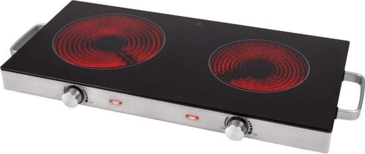 Intelectro Elektrische Kookplaat - Ultieme Flexibiliteit en Kracht voor Jouw Keukenavonturen! - 2800W - Twee Kookzones - Instelbare Thermostaat - Alle Potten - Gemakkelijke Reiniging - Overhittingsbeveiliging - Levering Sneller dan Aangegeven!