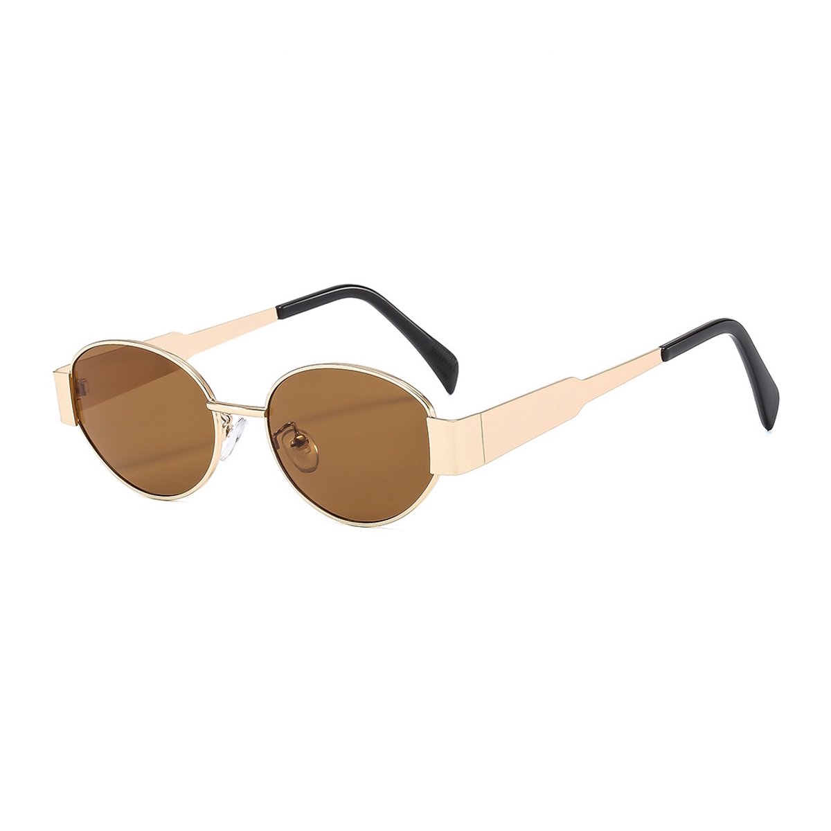 Retro Oval Zonnebril - Bruin/Goud | Metalen Frame | Fashion Favorite