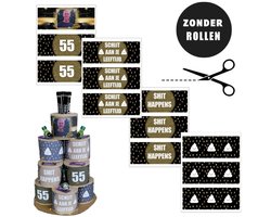 Gedrukte knipvellen met wikkels maak zelf een ''schijt aan je leeftijd taart in zwart goud'' - cadeau voor 30 jaar, 40 jaar, 50 jaar, 60 jaar verjaardag mijlpaal cadeau | DIY gepersonaliseerd verjaardagscadeau maak een leeftijd taart - ZONDER ROLLEN