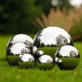 6 stuks roestvrijstalen spiegelbollen - 50-150 mm tuinornamenten voor buiten, reflecterende stalen bollen voor decoraties, huisdecoratie en vijverdecoratie