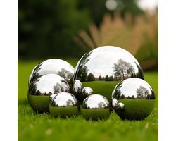 6 stuks roestvrijstalen spiegelbollen - 50-150 mm tuinornamenten voor buiten, reflecterende stalen bollen voor decoraties, huisdecoratie en vijverdecoratie