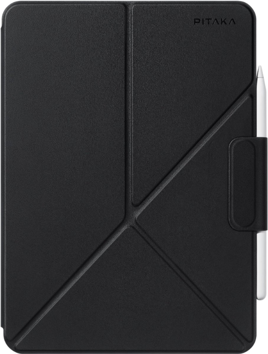Pitaka MagEZ Folio hoesje 2 iPad Air 13 (M2-M4) – Eenvoudig schakelen tussen landschap- en portretmodus – Verborgen, ingebouwde penhouder – Automatische slaap/waak functie voor energiebesparing - Zwart