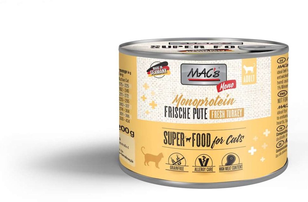 MACs MAC's CAT - Monoproteïne blik 6x200g - Mono kalkoen