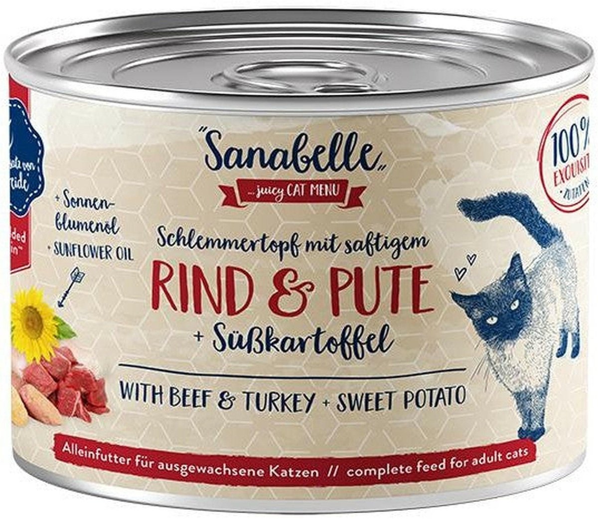 Sanabelle Sanabelle natvoer 6x180g - rund & kalkoen