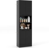 COSTWAY Keukenkast, 190 cm hoog, hoge kast met deuren, planken, veiligheidsscharnieren en kantelbeveiliging, dressoir, vrijstaand, multifunctionele kast voor eetkamer, woonkamer