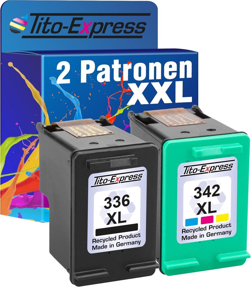 Set van 2x gerecyclede inkt cartridges voor HP 336XL & 342XL - Tito-EXpress