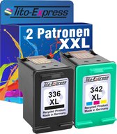 Set van 2x gerecyclede inkt cartridges voor HP 336XL & 342XL