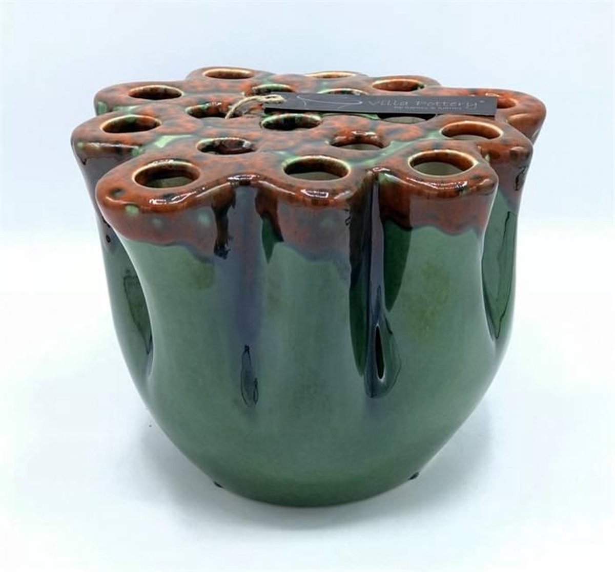 Groen Rode Vaas Okki 23x18