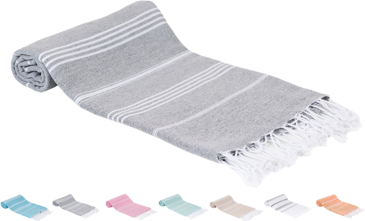 SEPET Hamamdoek Zultanite - Grijs - 360g - XXL 100 x 200 cm - Groot - Zacht - Licht - Zandvrij - Sneldrogend - %100 Katoen - Pestemal | Stranddoek | Saunadoek | Fouta