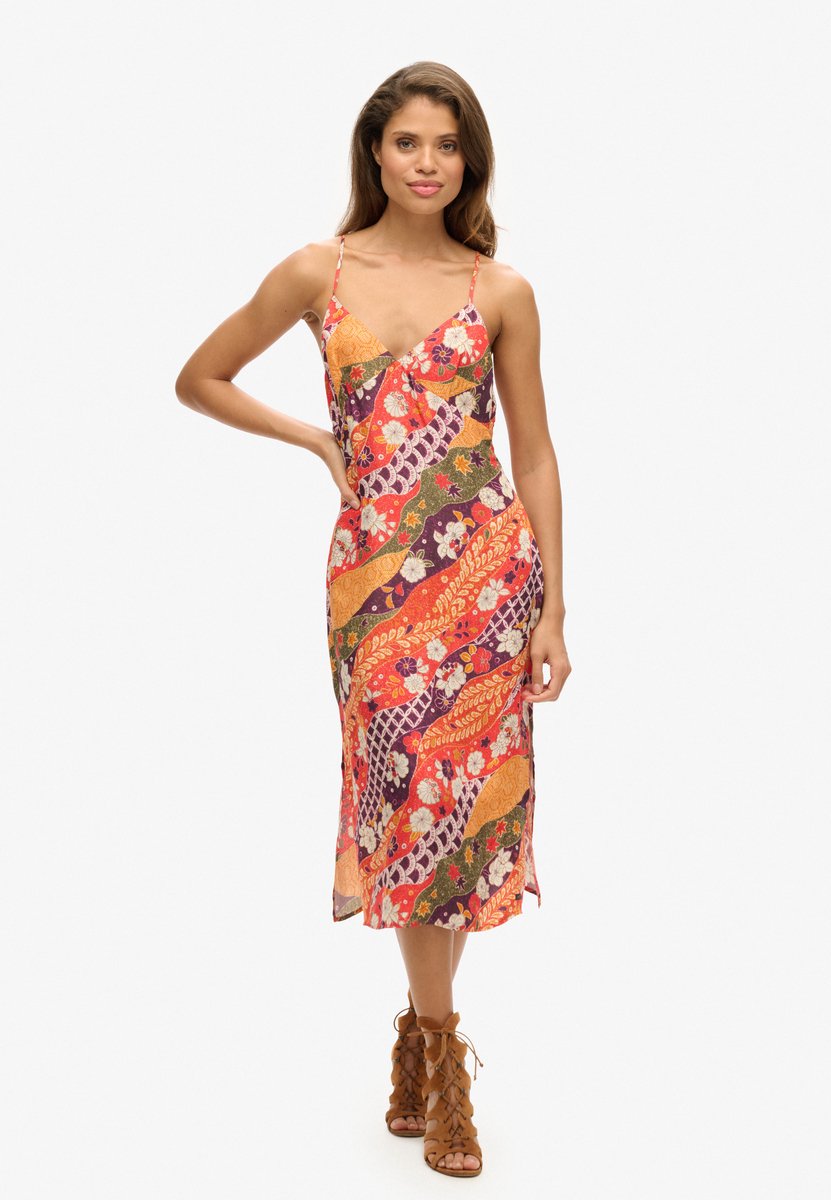 Superdry Halflange cami-slipjurk met print Dames Jurken Rood