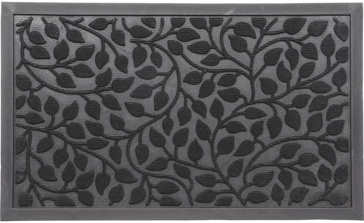 Luance Deurmat Feuillage - zwart - rubber - rechthoek - 75 x 45 cm - schoonloopmat- buiten