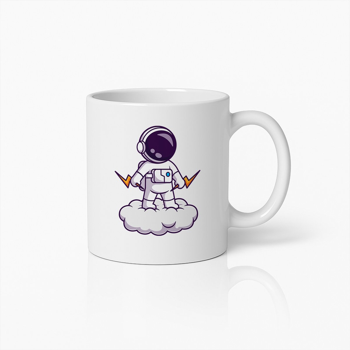 Coole Astronaut op Wolk Mok – Uniek Ruimteverkenning Cartoon Ontwerp