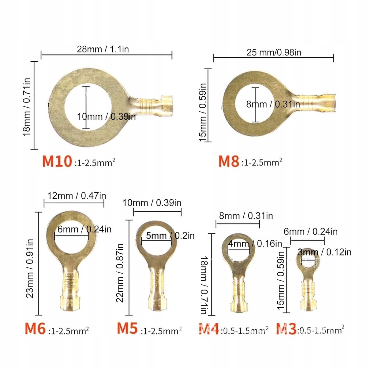 Set oogverbinders (M3-M10) 450 stuks in een koffer