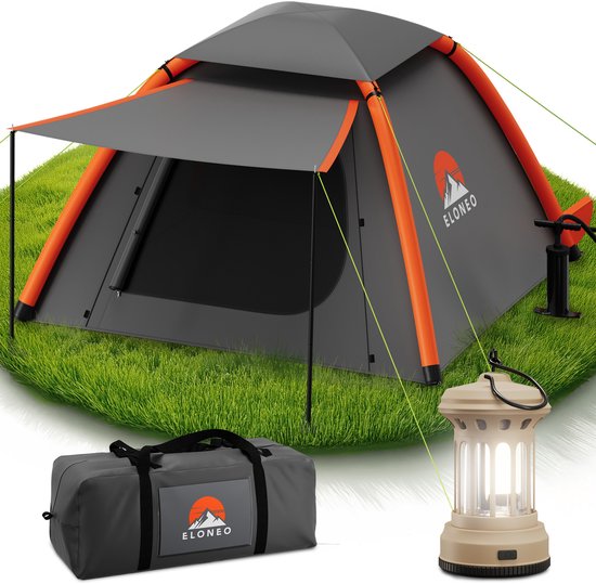 ELONEO Opblaasbare Camping Tent voor 1–3 Personen met Luifel, 210x210x140 cm