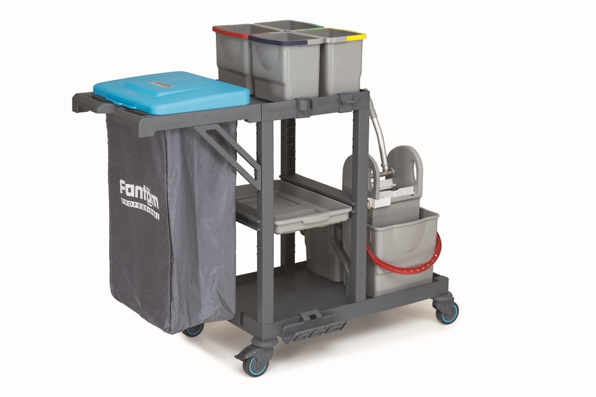 Goedkoopste Combisteel Professionele Schoonmaakwagen Procart 311 - grijs - wielen met rem - 2x24 liter mopemmer - 1x wringer - 4x6liter emmer - 7048.0020 | Horeca