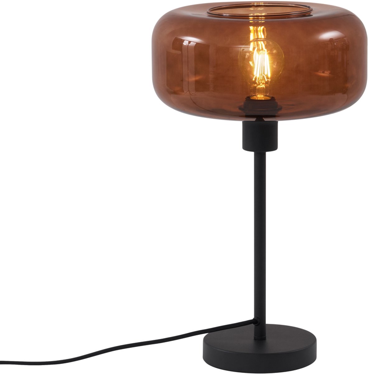 QAZQA bizle - Retro Tafellamp - 1 lichts - H 46 cm - Brons - Woonkamer | Slaapkamer | Keuken