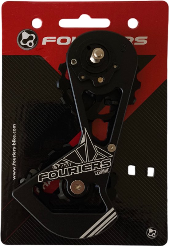 Cage de dérailleur surdimensionnée FOURIERS (CT-DX017-SR1515) - Usinée CNC - Cage et poulie en aluminium - 15 dents/15 dents - Roulements en céramique - Zwart - SRAM RED / SRAM FORCE / SRAM RIVAL (11 vitesses / max. 28 dents)