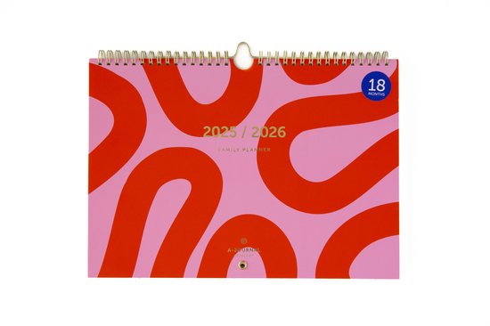 A-Journal 18 Maanden Familieplanner 2025/2026 Flow Pink