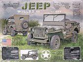 Jeep Willys MB Metalen wandbord 30 x 40 cm.