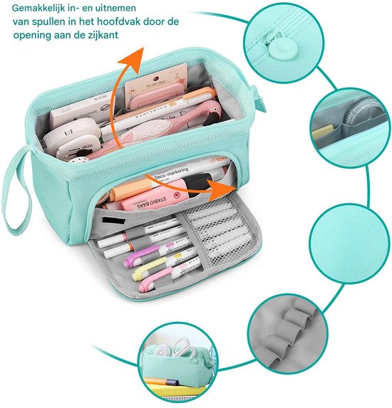 JAKAGO 220 Etui Grote Capaciteit,Waterdicht Gekleurde Potloden Etui (Ice Cream