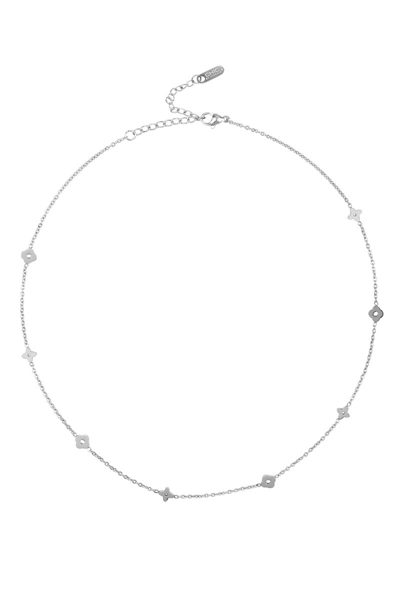Chic by Lirette - Ketting Staal RVS Rome Klaver - Zilver - 45cm in. Sieradenzakje