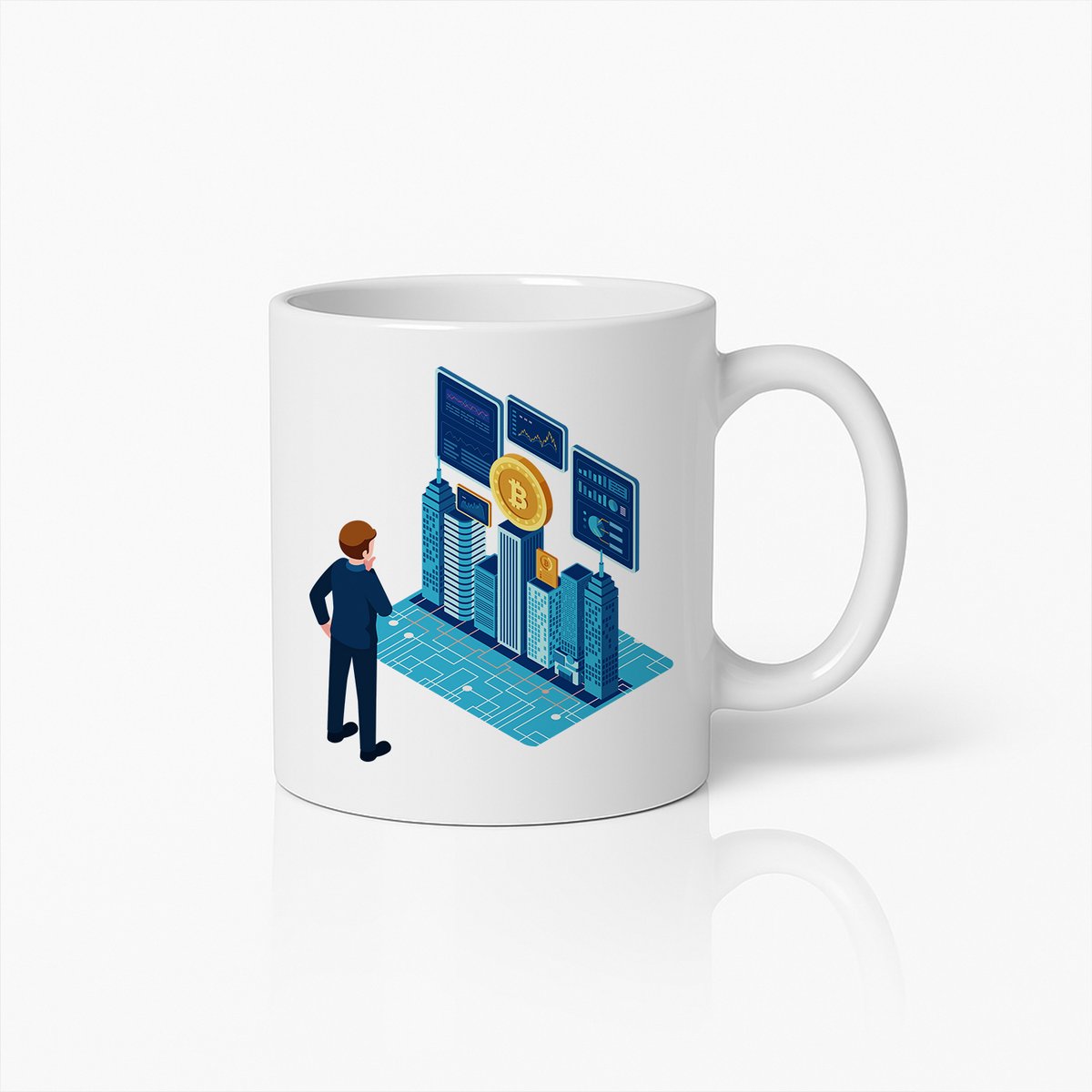 Cryptocurrency Investeringsmok – Bitcoin Handel en Blockchain Koffiebeker