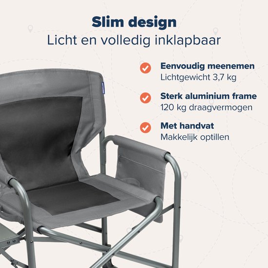 TRVLMORE Campingstoel - Opvouwbaar - 120KG Draagvermogen - Lichtgewicht - Klapstoel - Visstoel - Kampeerstoel - Vouwstoel - Grijs van TRVLMORE — afbeelding 3