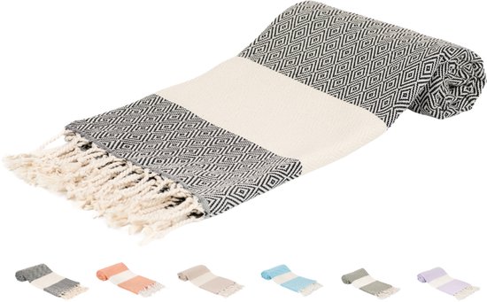 Carenesse Hamamdoek Classic 4-delig set 80 x 170 cm | Hamam handdoeken van katoen | 4X absorberend sneldrogend Pestemal rood/blauw/zwart/paars karikatuur | Hamam strandhanddoek/saunahanddoek