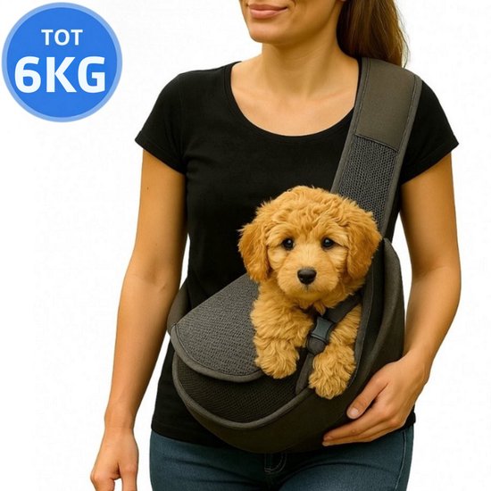 Vestifex® Honden Draagtas - Draagzak Hond - Hondentas - Draagtas Kat - Hondenrugzak - Grijs/Zwart - Maat L