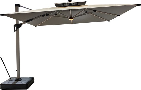 Parasol de jardin rectangulaire inclinable 3x2m haute densité aluminium polyester kaki - Outsunny - Gamm vert