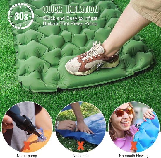 Ultralichte zelfopblazende campingmat - Waterdicht en extra dik slaapmatras voor buiten kamperen, wandelen en backpacken van Merkloos — afbeelding 2