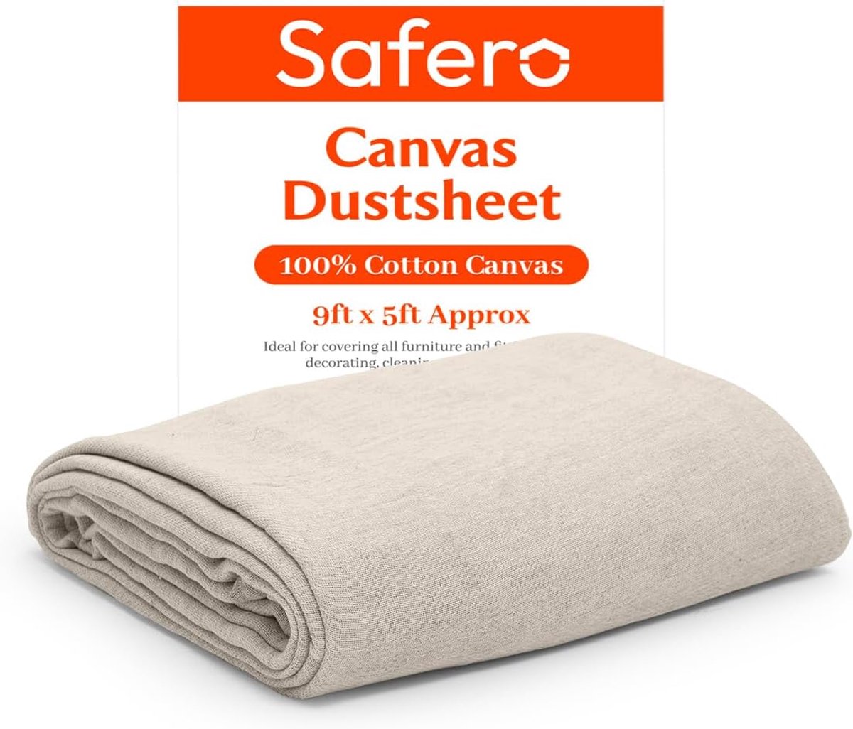 Zware Canvas Stofvellen voor Decoratie en Schilderprojecten - 2,74m x 1,50m, Herbruikbaar en Washable