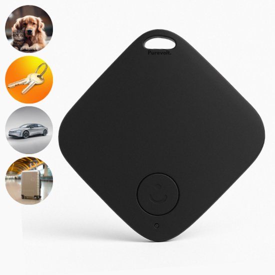 Purevolt. Mini GPS Tracker - Tracker Huisdierhalsband - Zwart - Honden - Katten - Portemonnee - Sleutels - Bagage Gps Tracker