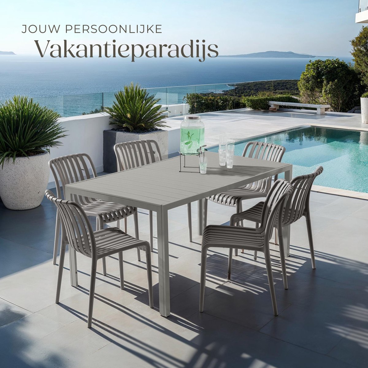 tectake® Set van 2 Tuinstoelen Alcudia - Antraciet - Kunststof Stoelen - Stapelbaar - Stoelen voor Tuin, Terras of Balkon - Weerbestendig en UV-bestendig - Draagkracht 120kg per Tuinstoel – foto 3