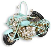 Moto Vintage avec side-car modèle en tôle – Moto miniature décorative en métal – Décoration d'intérieur rétro et objet de collection 20,2 cm