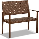 COSTWAY Tuinbank, weerbestendig, outdoor, polyrotan met rubberen boomframe, parkeerbank, balkonbank, 2-zits, tot 200 kg belastbaar voor terras, balkon, zwembad