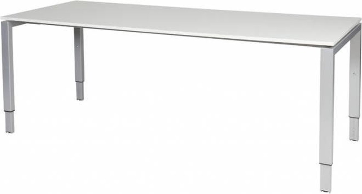 Verstelbaar Bureau - Domino 200x80 wit - alu frame
