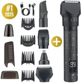BAØRD 5 in 1 Baardtrimmer Pro - Verstelbaar 1-20mm - IPX6 Waterproof - Trimmer, Bodygroomer, Scheerapparaat voor Mannen - Snelladen via USBC - Baard Verzorging Tip - Grooming Set - Trimmen - Scheermachine - Baardverzorging - Tondeuse - Barber - Zwart