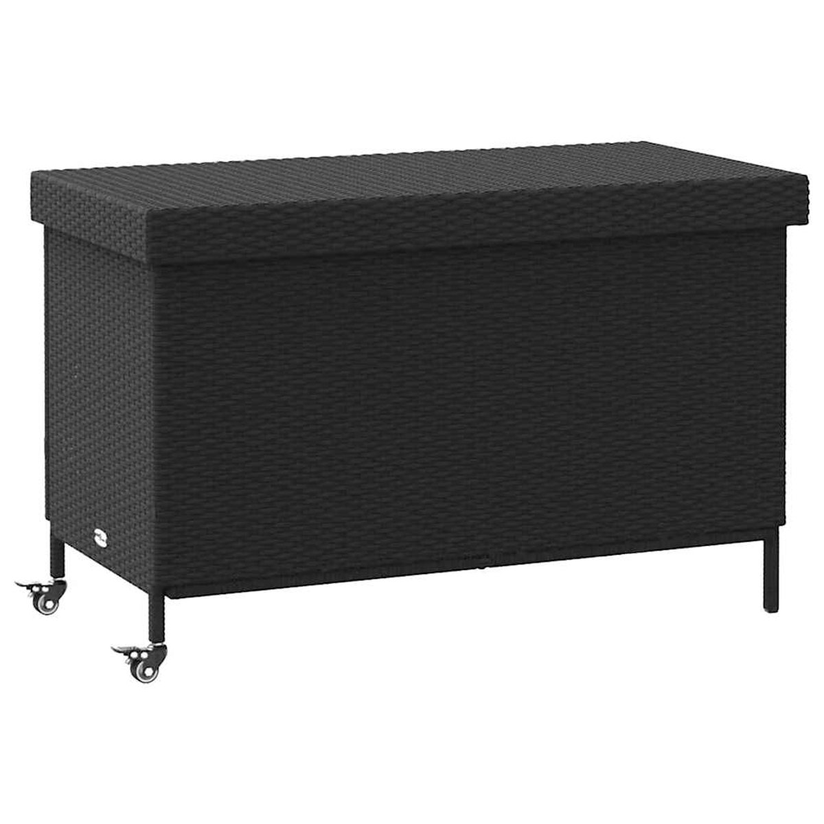 vidaXL - Tuinbox - met - wielen - 110x55x73 - cm - poly - rattan - zwart