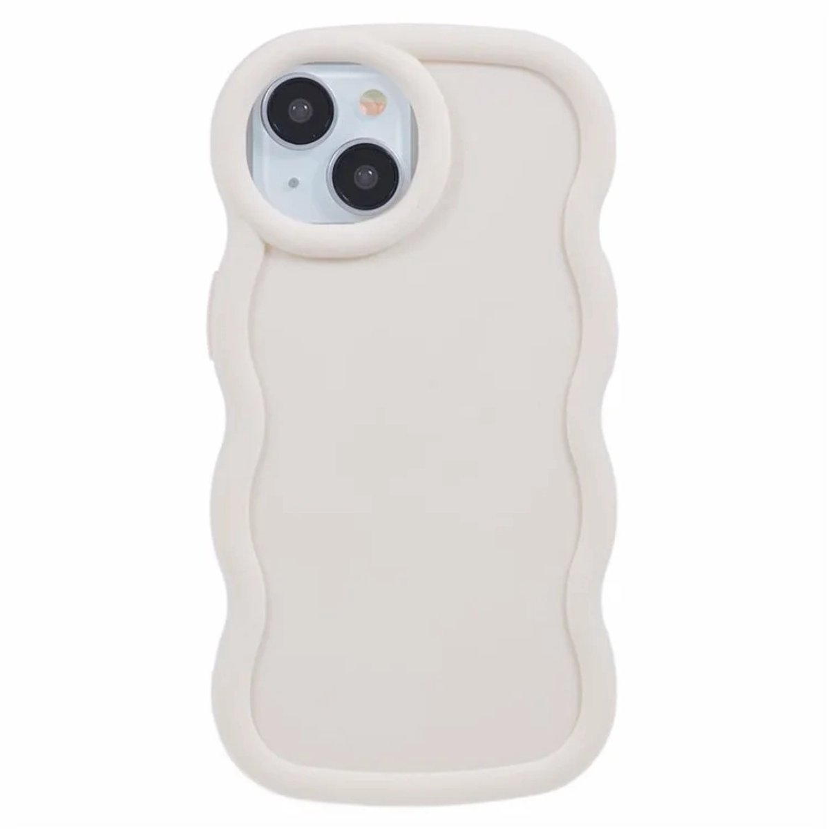 Hoesje geschikt voor Apple iPhone 15 - Phonesta Wavy Silicone Back Cover - Beige
