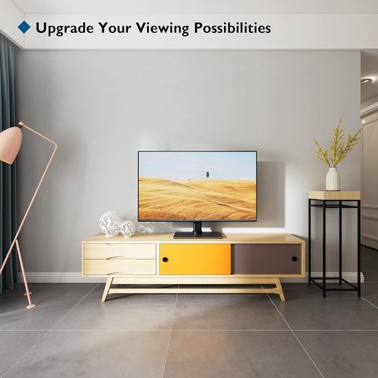 360° draaibare tv-vloerstandaard met houder voor 37-75 inch tv's, zwarte metalen voet, in hoogte verstelbare tv-standaard, 600x600 mm