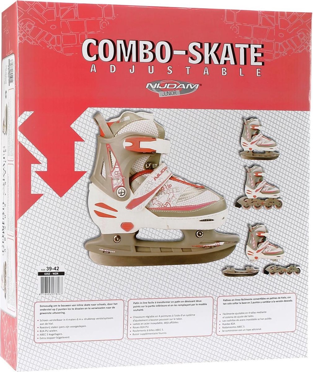 Nijdam Skate/Schaats Combo - Semi-Softboot - Wit/Zilver/Roze - 39-42 |  bol.com