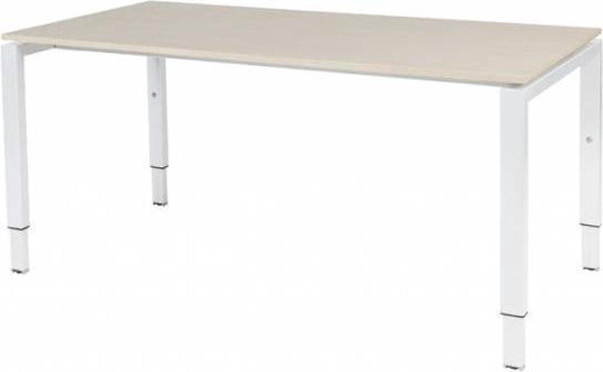 Verstelbaar Bureau - Domino 160x90 Eiken - wit frame