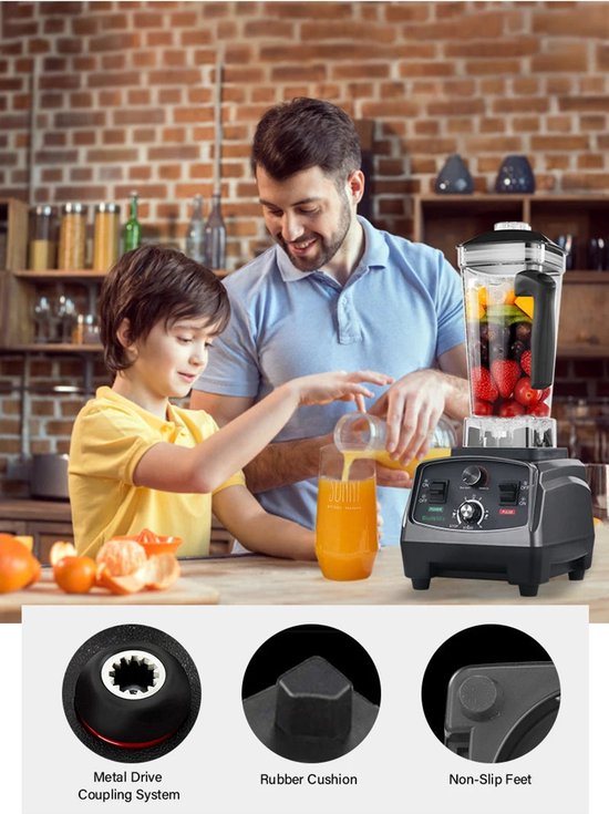 Mixeur - Smoothie Maker - Blender Smoothie - Robot culinaire - 2200W - 2L - Sans BPA - Six lames - Broyeur à glace - Extra 500 ml DJ N 3PA
