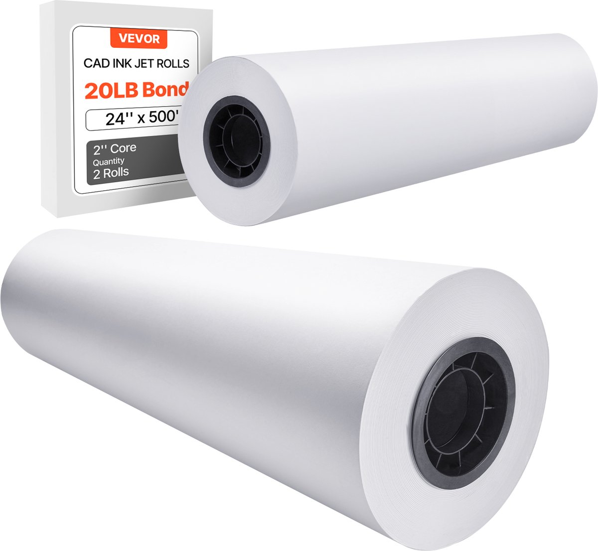 Grootformaat Papier, 24 Inch X 500 Feet, 2 Rollen Plotterpapier, 20 Lb Cad Bond Rollen, voor Technische, Architectonische, Ontwerp- En Gis Kaarten