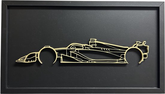 Formule 1 wanddecoratie - Auto muurdecoratie - 44x25 cm - Omlijsting - Zwart - Wanddecoratie woonkamer - Mancave - Red Bull - Racing - Mancave decoratie - Wand decoratie - Wanddecoratie - Hout - Muurdecoratie - Max Verstappen - Formula 1 - F1
