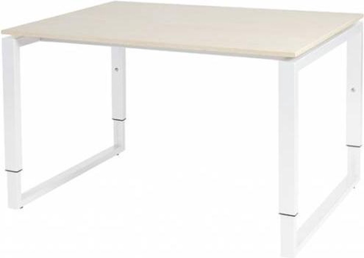 Verstelbaar Bureau - Domino Plus 120x90 Eiken - wit frame