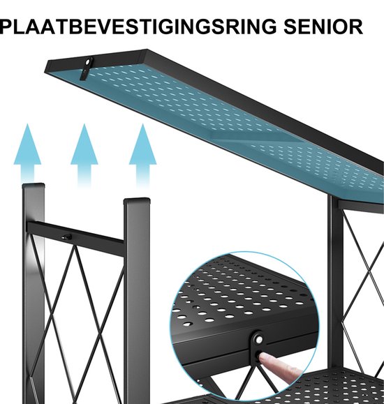 Étagère pliante FOXSPORT - Lot de 2 - Étagère avec roulettes 360 ° - 5 niveaux 72 x 37 x 163 cm - Étagère ouverte - Meuble mural - Rangement de Cuisine - Bibliothèque - Support de rangement pour micro-ondes - Acier inoxydable - Set de 2