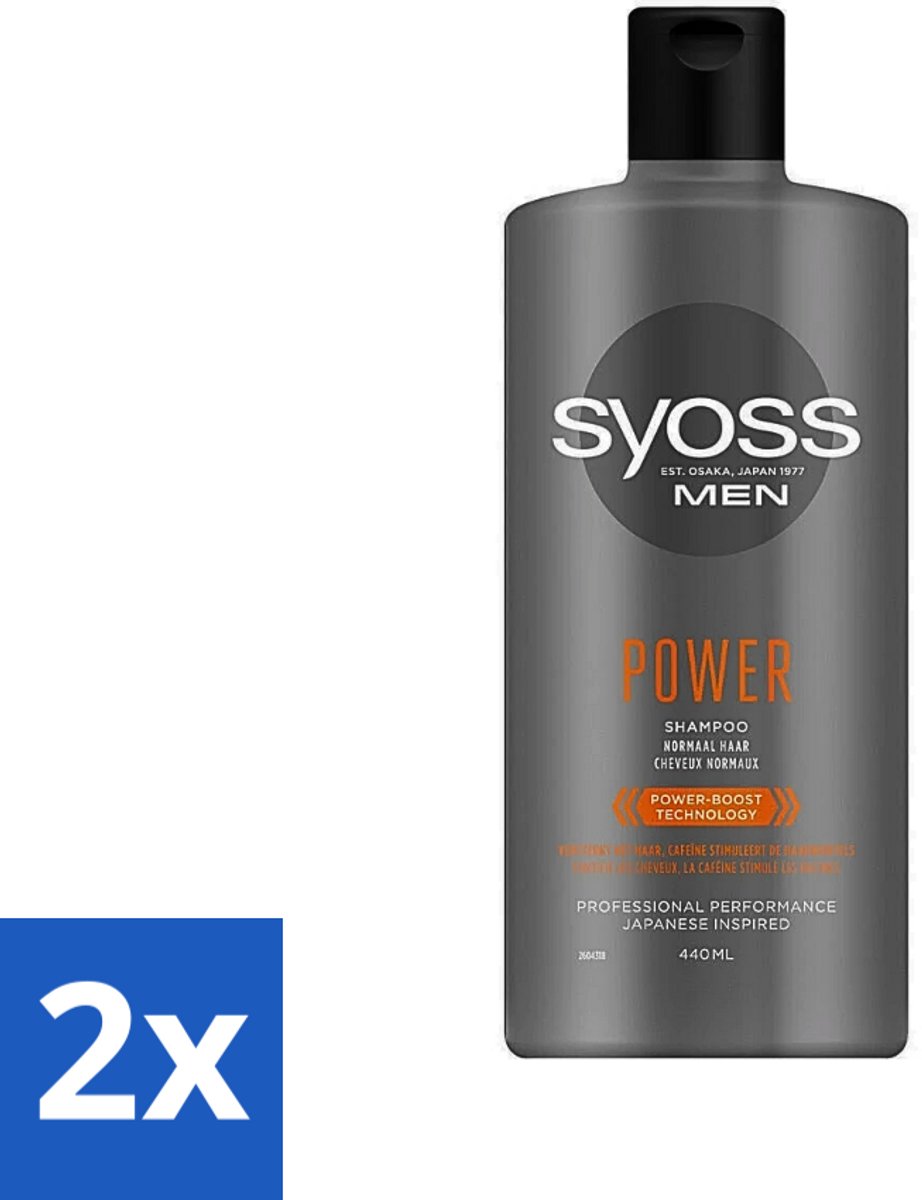 Syoss Men Power Shampoo - Shampoo - Versterkend - 440 ml - Voordeelverpakking - 2 stuks